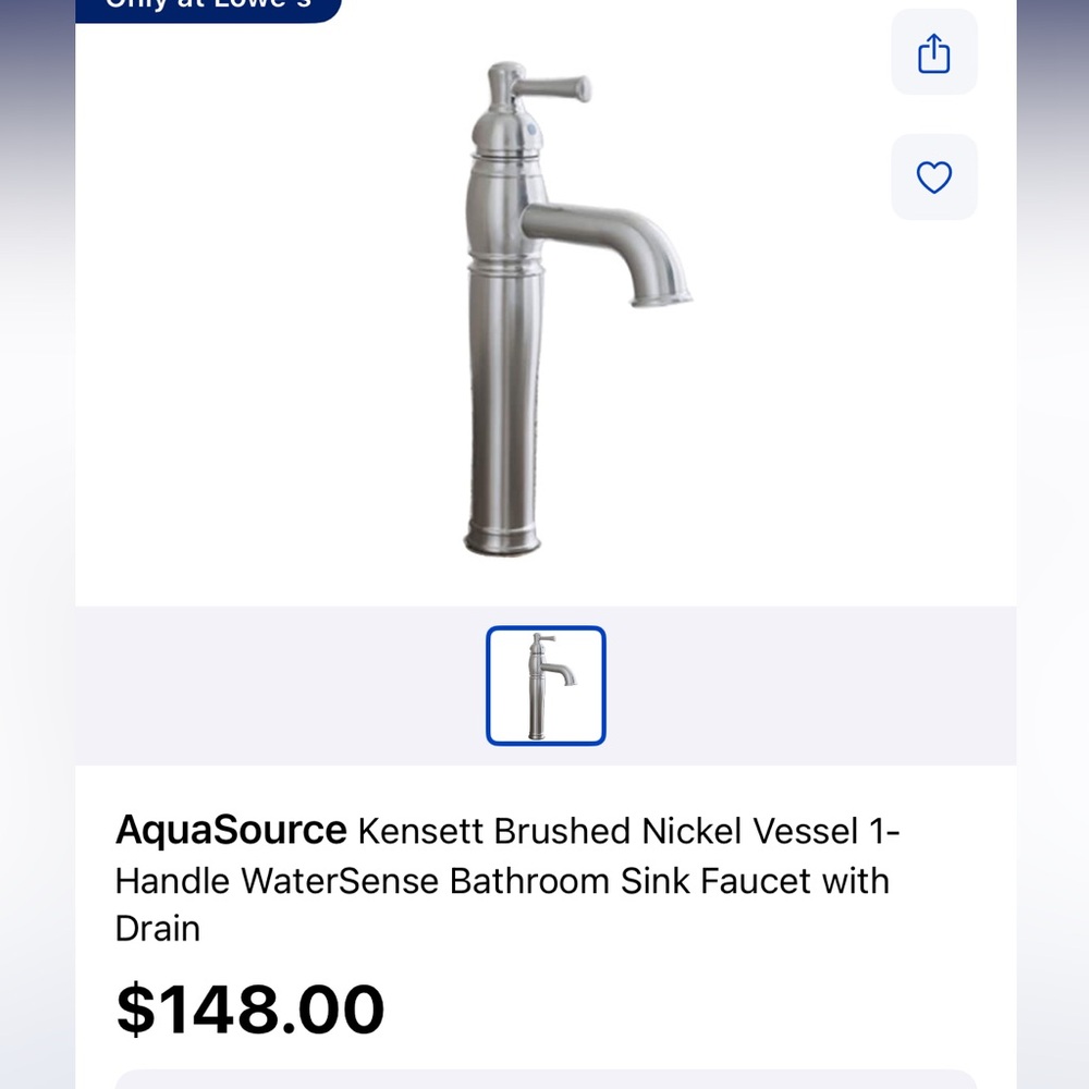 Aqua Source Kensett brushed nickel finish bathroom faucet #0749698
